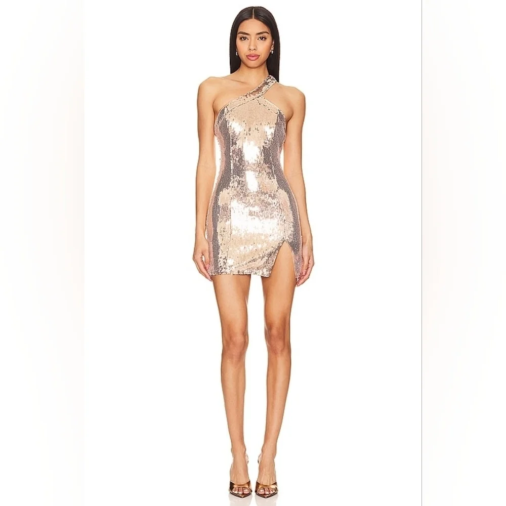 Superdown Cicely Mini Dress Rose Gold Large
